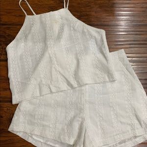 LUSH White Cropped Top & Short Set